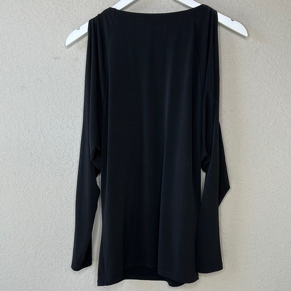 Michael Michael Kors Black w/ Gold Chain Shoulder Straps Long Sleeve Top Size - Picture 6 of 11